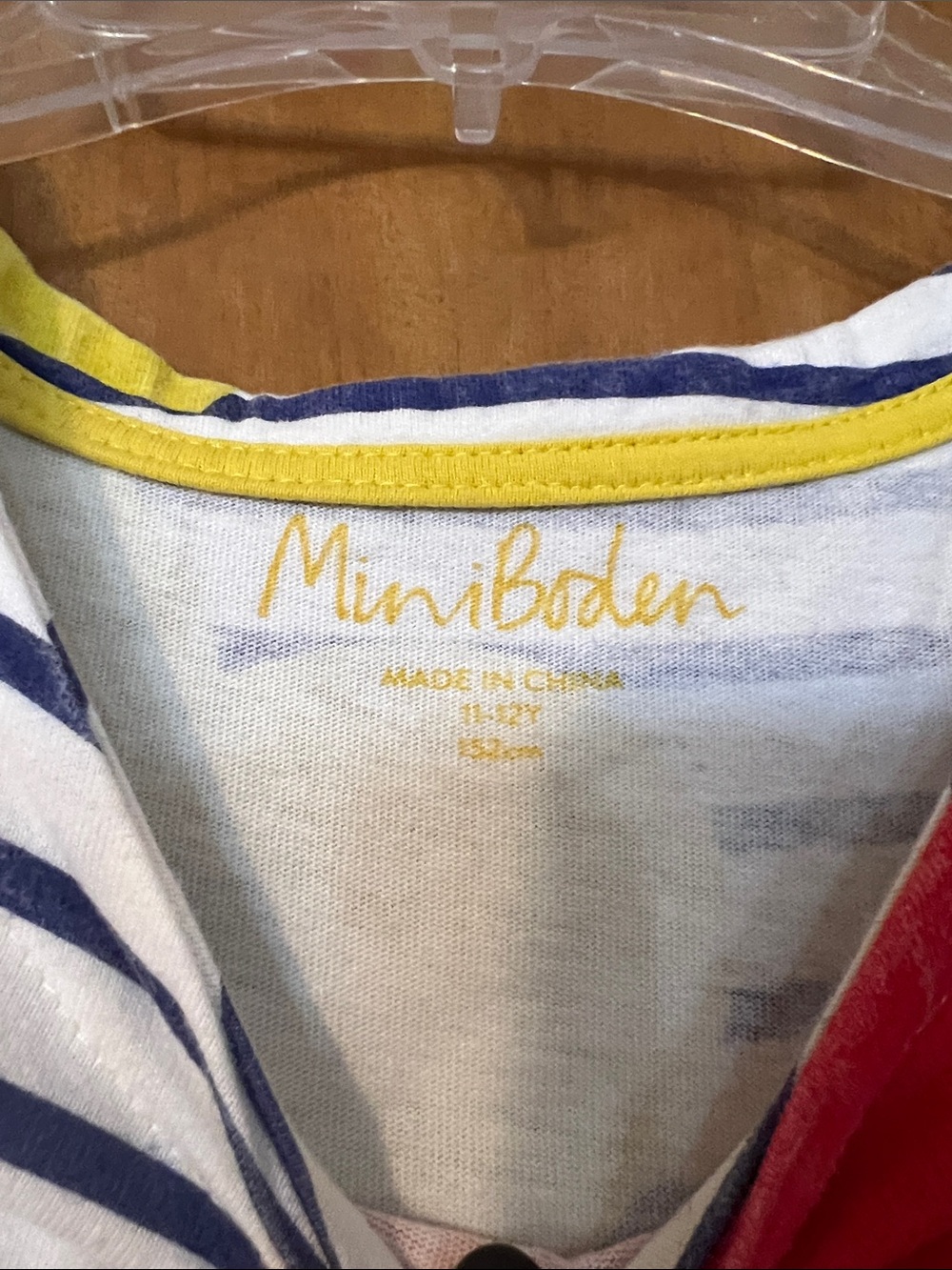 Mini Boden Navy Stripe Dress with Multicolor Heart Prints - Picture 2 of 3
